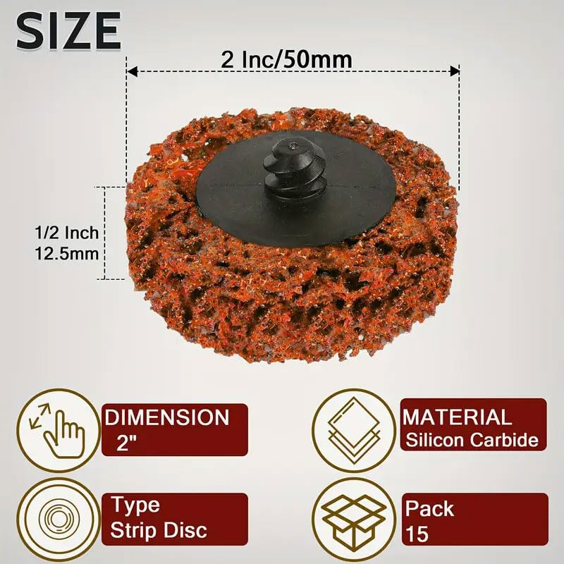TSOAPX 25PCS 2 Inch Quick Change Strip Discs for Die Grinder & Drill - Paint Stripping Wheel, Rust & Oxidation Removal, Surface Prep Tools with 5 Grits (Blue/Green/Orange/Purple/Black) - Image 2